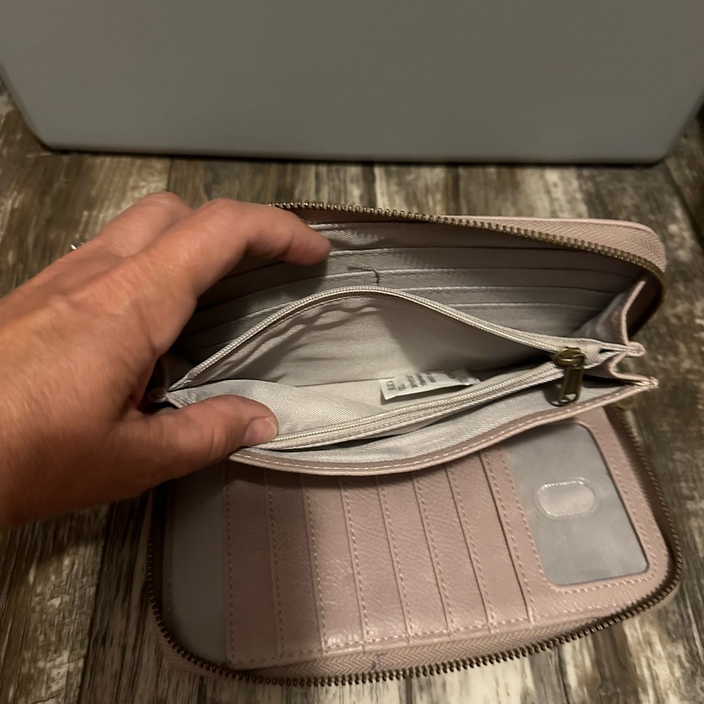Large Light Pink/Mauve Zip Around Wallet